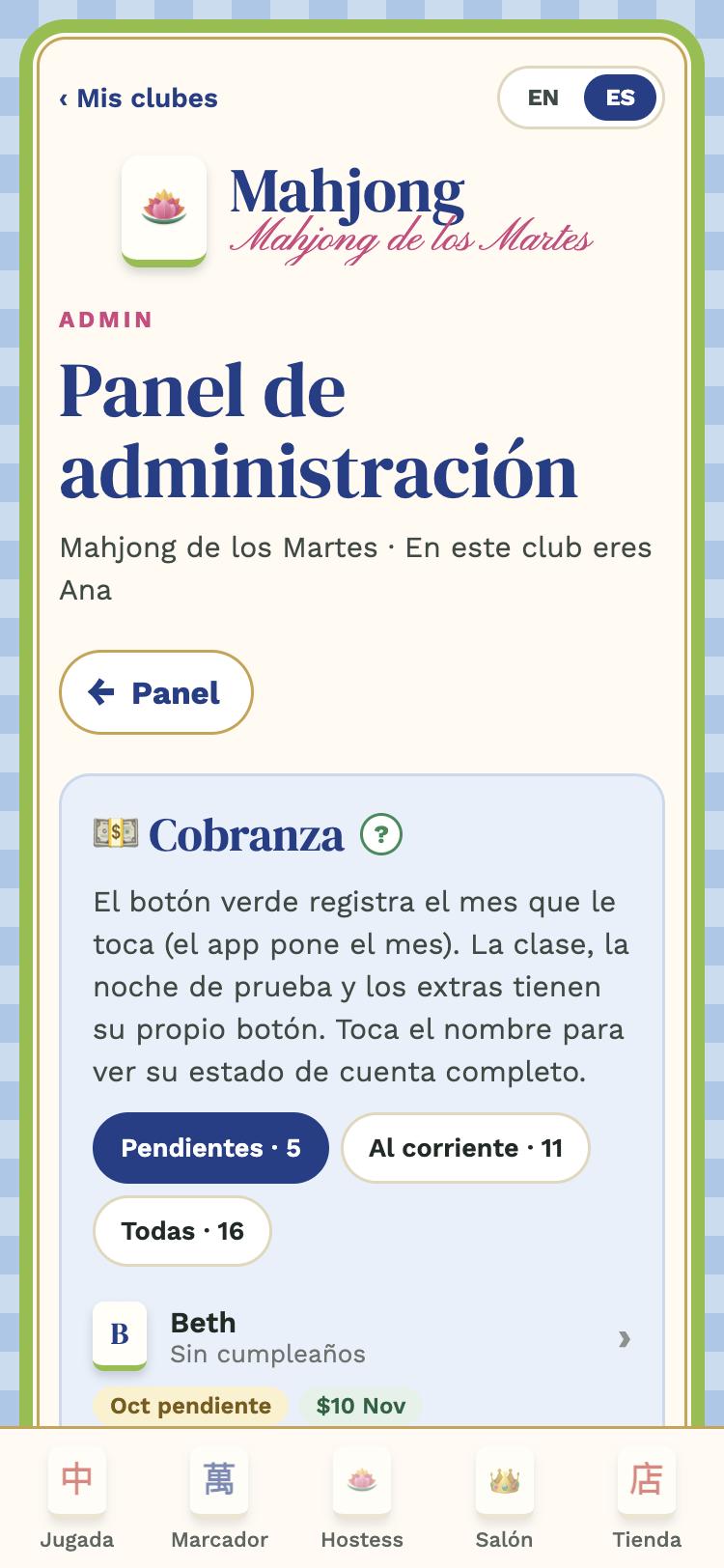 Sección Cobranza